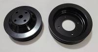 1968-70 2 Groove Crank and Water Pump Pulley Kit, also for 64-68 8 Bolt to 11 bolt Conversions, Non AC, Black Finish