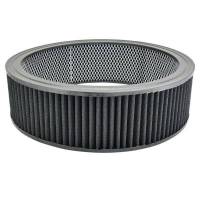 Air Filter Element, Round, 14 in Diameter, 4 in Tall, Reusable Cotton, Black, Universal, Each