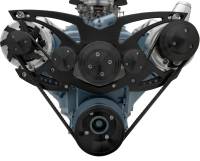 March "Style Track" Alternator and Power Steering Only Serpentine All Inclusive System, Billet, Pontiac 326-455c.i. - 13145 Black (MAR-13145